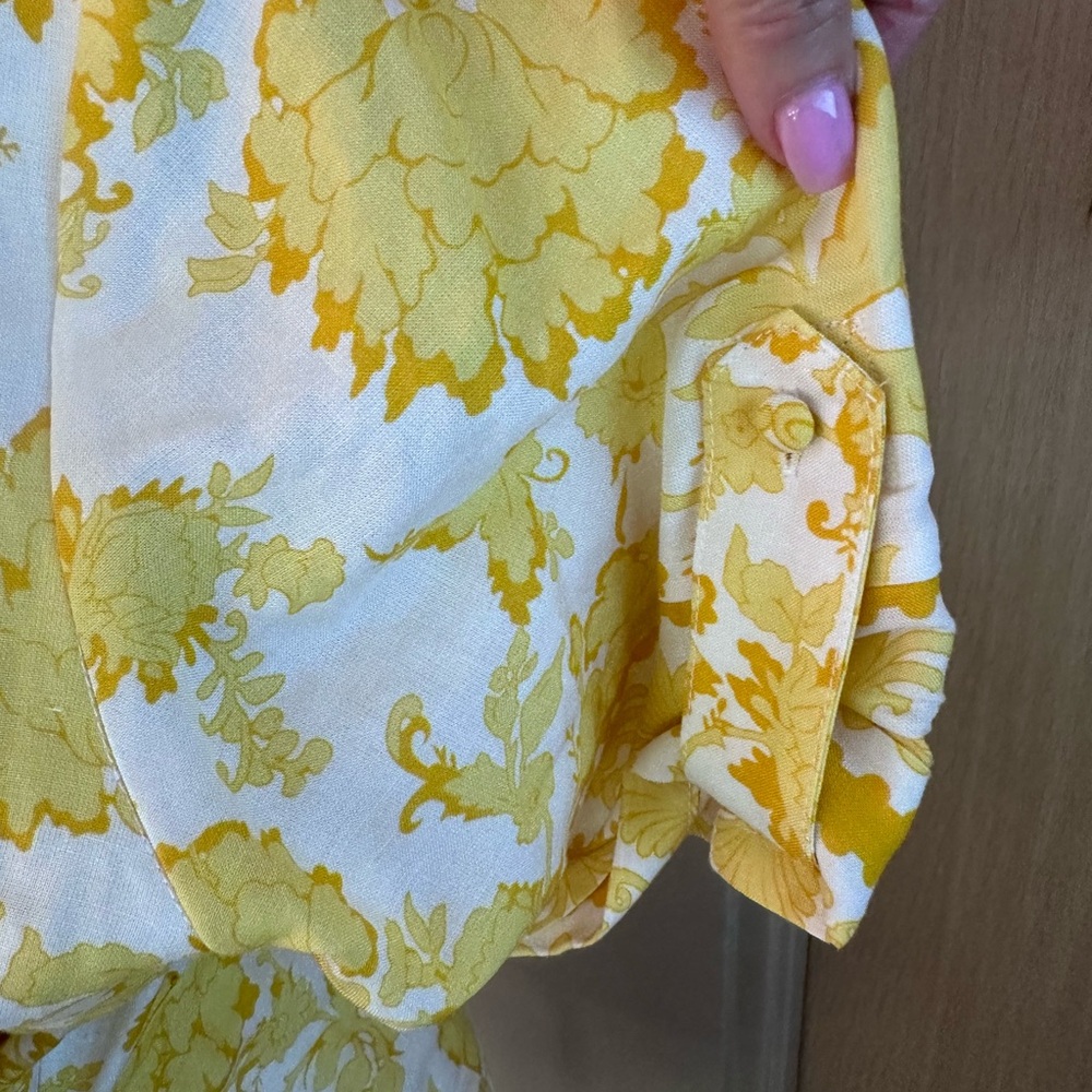 Alex Marie Yellow Floral Midi Shirt Dress with Tie Waist - Picture 8 of 12